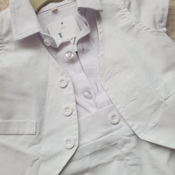 Laurenza's Éden Baptism Christening Off-White Romper Set with Bow-Tie SZ 3-6M - Picture 7 of 14